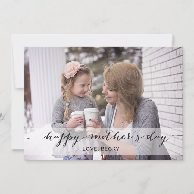 Black Mod Calligraphy Mother's Day Photo Card (Front)
