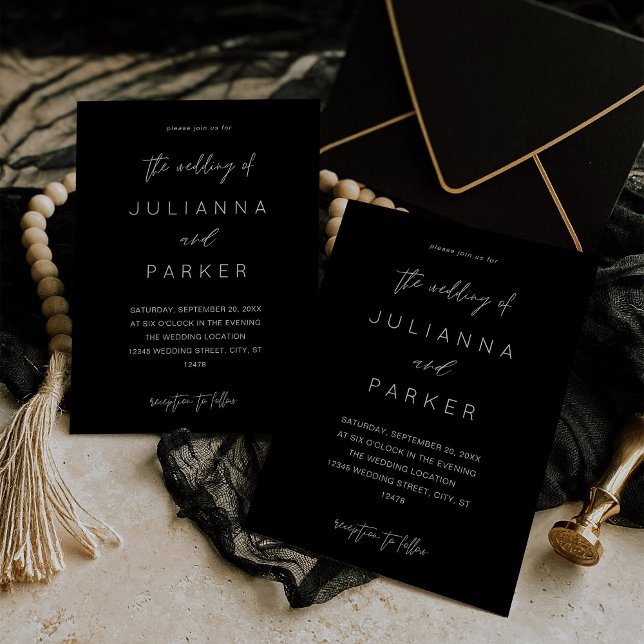 Black MOD Calligraphy Wedding Invitation (Creator Uploaded)