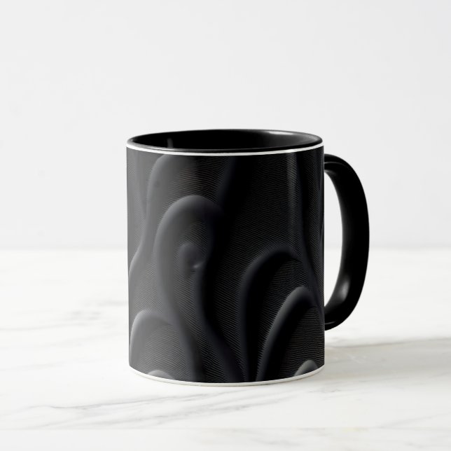 Black modern and fantasy texture Coffee Mugs (Front Right)
