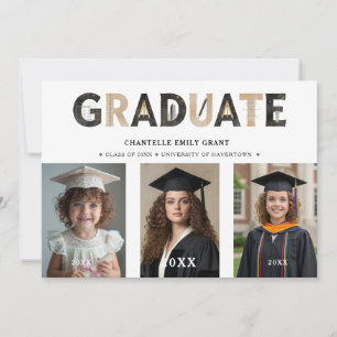 Black Modern Architecture Grad 3-Photo Timeline Invitation