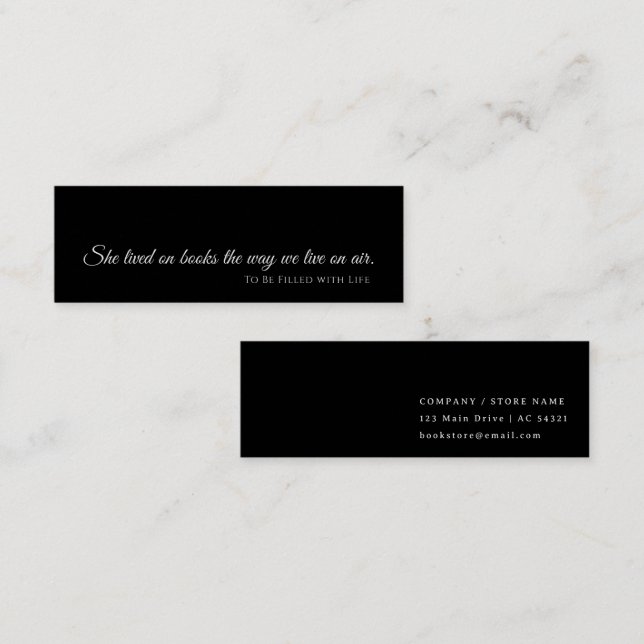 Black Modern Bookmark Card | Custom Reader & Book  (Front/Back)