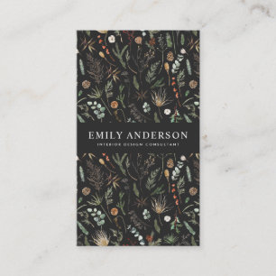black modern botanical elegant contemporary  business card