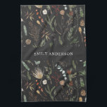 black modern botanical elegant contemporary kitchen towel<br><div class="desc">black modern botanical elegant contemporary floral black moody stylish design.</div>