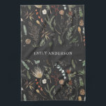 black modern botanical elegant contemporary kitchen towel<br><div class="desc">black modern botanical elegant contemporary floral black moody stylish design.</div>