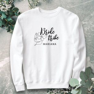 Black Modern Bride Tribe Script Minimalist Art  Sweatshirt