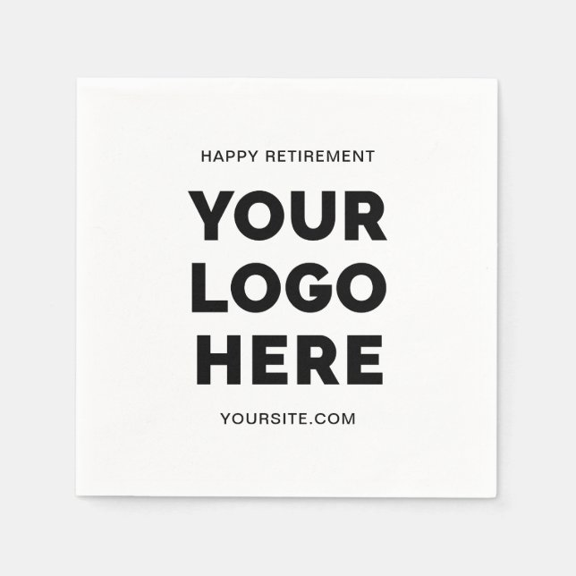 Black Modern Business Logo Happy Retirement Napkin (Front)