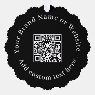 Black Modern Business QR Code Christmas Logo Ornament Card
