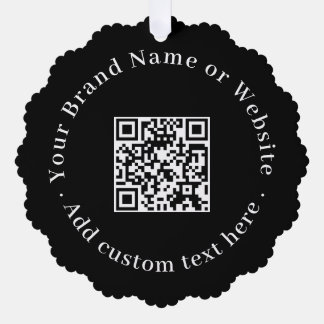 Black Modern Business QR Code Christmas Logo Ornament Card