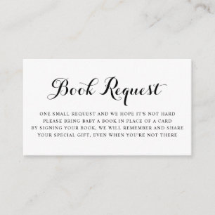 Black Modern Calligraphy Baby Shower Book Request Enclosure Card