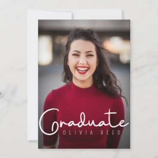 Black Modern Calligraphy Graduation Invitation