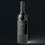 Black Modern Calligraphy Names Stylish Wedding Wine Label<br><div class="desc">This modern minimalist script wedding wine bottle label is perfect for your classic simple black and white minimal modern wedding. The design features calligraphy script lettering paired with modern minimal typography.</div>