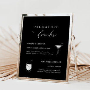 Black Modern Calligraphy Signature Drinks Sign
