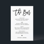 Black Modern Calligraphy Wedding Bar Menu Card<br><div class="desc">Add these customizable drinks menu card stationery to your event tablescape. It features modern calligraphy and simple typography in black. This modern calligraphy bar menu card is perfect for weddings,  bridal showers,  baby showers,  and so much more.</div>