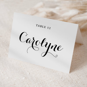 Black Modern Calligraphy Wedding Place Card