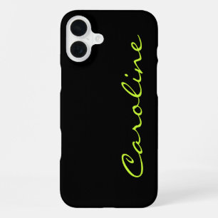 Black Modern Casual Monogram Personalized iPhone 16 Plus Case