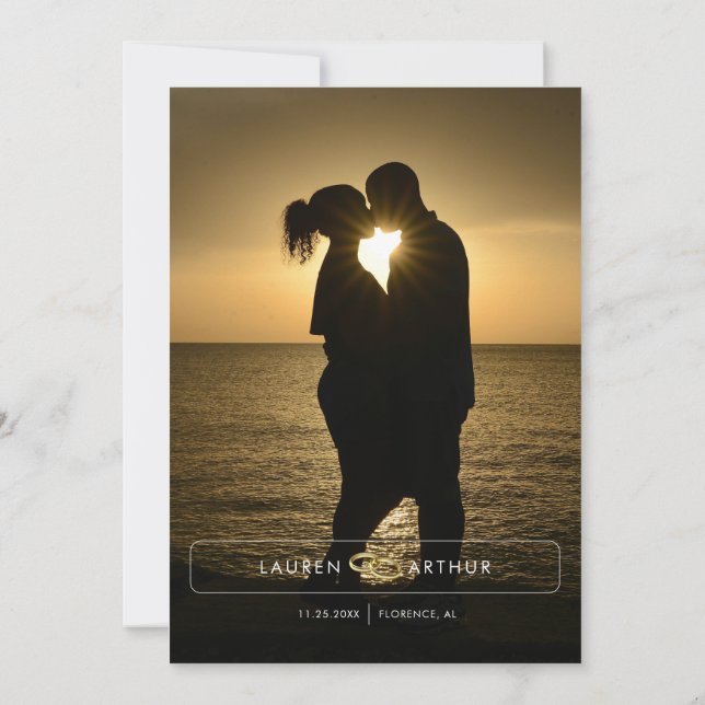 Black Modern Chic Minimal Photo Wedding Save The Date (Back)