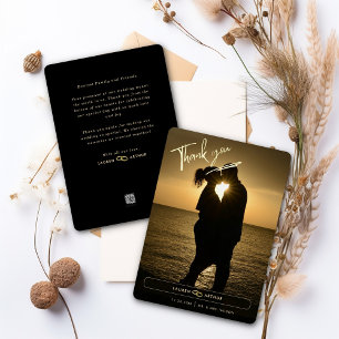 Black Modern Chic Minimal Photo Wedding Thank you