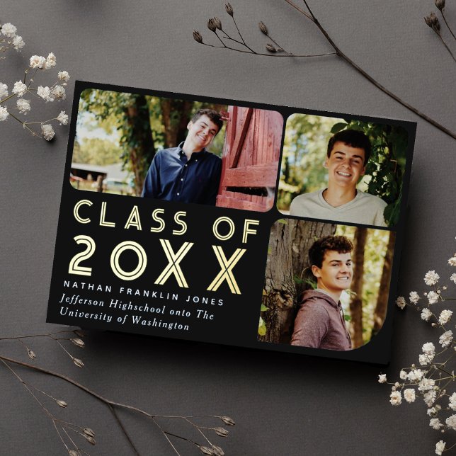 Black Modern Chic Photo Graduation Announcement (Creator Uploaded)