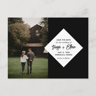 Black Modern Chic Save the Date Photo Collage Postcard