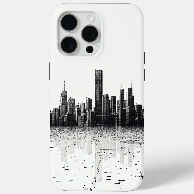 Black Modern Cityscape Urban Architecture Case-Mate iPhone Case (Back)