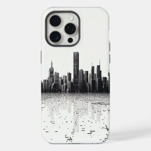 Black Modern Cityscape Urban Architecture iPhone 15 Pro Max Case
