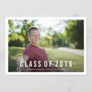 Black Modern Class of Photo Invitation à un diplôm