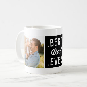 Black Modern Custom 2 Photo Best Dad Ever Mug