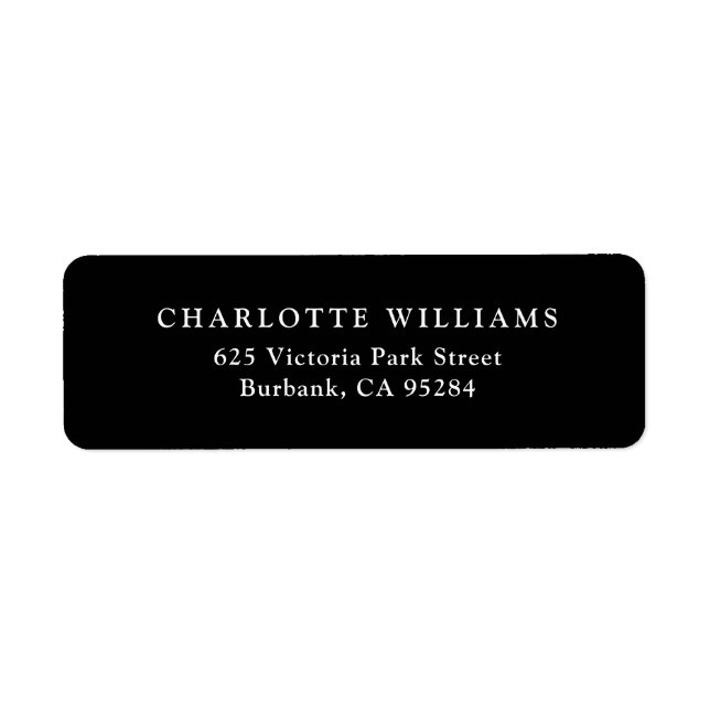 Black Modern Custom Return Address Labels (Front)