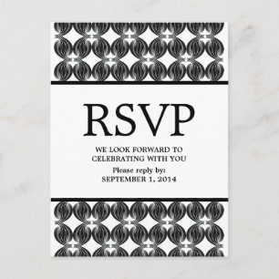 Black Modern Deco RSVP Postcard