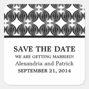 Black Modern Deco Save the Date Stickers