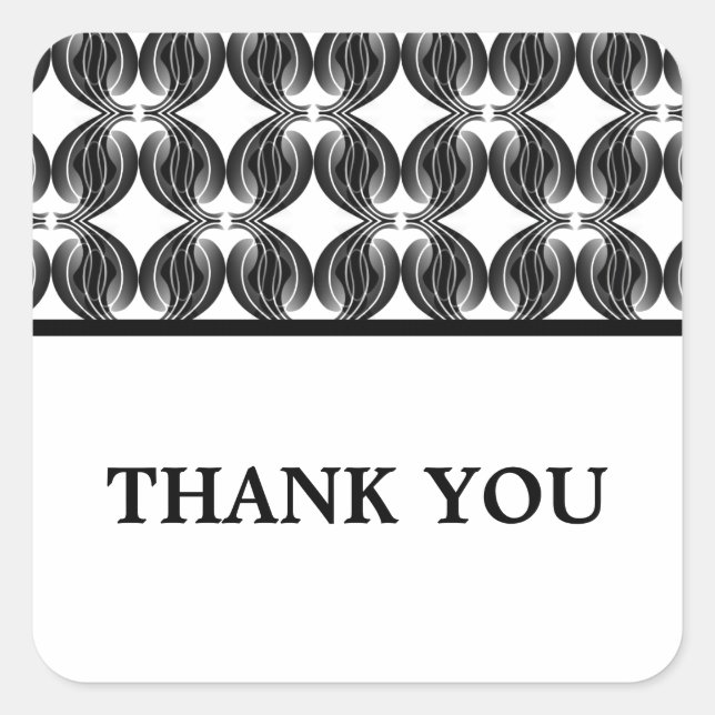 Black Modern Deco Thank You Stickers (Front)