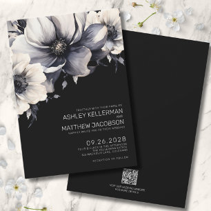 Black Modern Elegant Floral Wedding Invitation