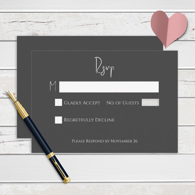 Black Modern Elegant Minimal Foil Response Card (Creator Uploaded)