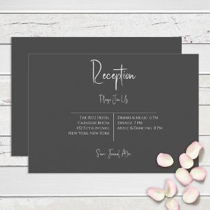 Black Modern Elegant Minimal Reception Wedding Enclosure Card