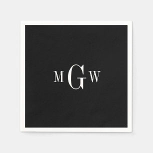 Black Modern Elegant Monogram Wedding Simple Napkin