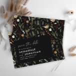 Black modern elegant moody botanical chic wedding save the date<br><div class="desc">Black modern elegant moody botanical chic wedding save the date announcement invitation. Stylish watercolor florals in black,  rust,  sage green,  natural and terracotta.</div>