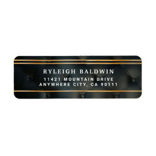 Black Modern Elegant Return Address Label
