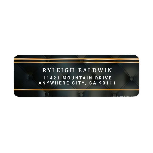 Black Modern Elegant Return Address Label (Front)