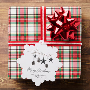 Black modern elegant script Christmas family Ornament Card