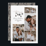 Black modern elegant script Christmas multi photo Holiday Card<br><div class="desc">Black modern elegant rustic watercolor beige natural Scandinavian contemporary muted colours beige,  black and white 5 multi photo holiday Christmas card.</div>