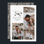 Black modern elegant script Christmas multi photo Holiday Card<br><div class="desc">Black modern elegant rustic watercolor beige natural Scandinavian contemporary muted colours beige,  black and white 5 multi photo holiday Christmas card.</div>