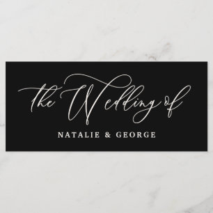 Black modern elegant script the wedding of sign menu