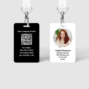 Black Modern Employee Photo QR Code Badge
