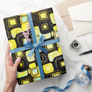 Black   Modern Faux Glitter & Opal Wrapping Paper