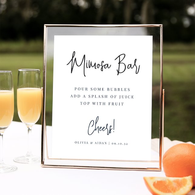 Black | Modern Handwritten Script Mimosa Bar Sign (Creator Uploaded)