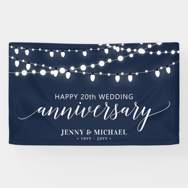Black Modern Happy 10th Wedding Anniversary Banner (Horizontal)