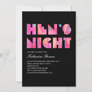 Black Modern Hen's Night Invitations