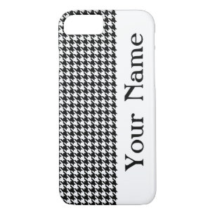 Black Modern Houndstooth with name Case-Mate iPhone Case