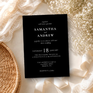 Black Modern Minimal All in Same Wedding Invitation