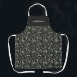 Black modern minimal botanical elegant personalize apron<br><div class="desc">Modern minimum foliage green script personalized apron. Hand painted eucalyptus,  minimal foliage and modern rustic rattan wreath give this design a luxurious feel. In classy greens,  browns,  black,  sage green and greys.</div>